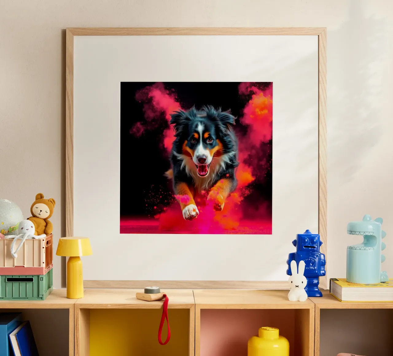 The colorful Bernese Mountain Dog #185 poster by Yumis.Beargang.and.Me