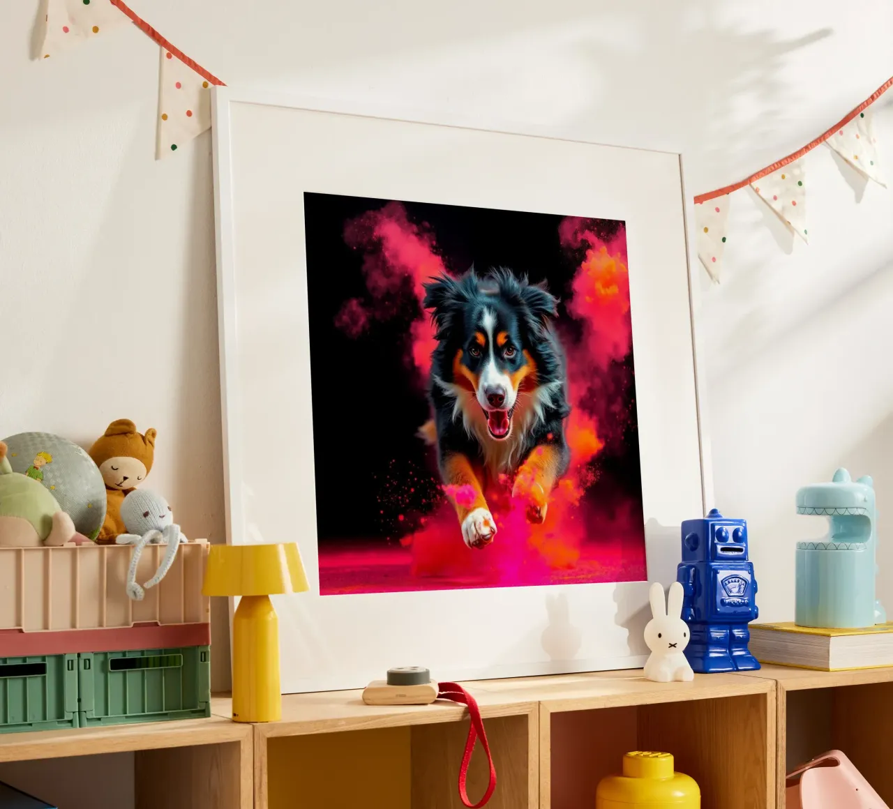 The colorful Bernese Mountain Dog #185 poster by Yumis.Beargang.and.Me