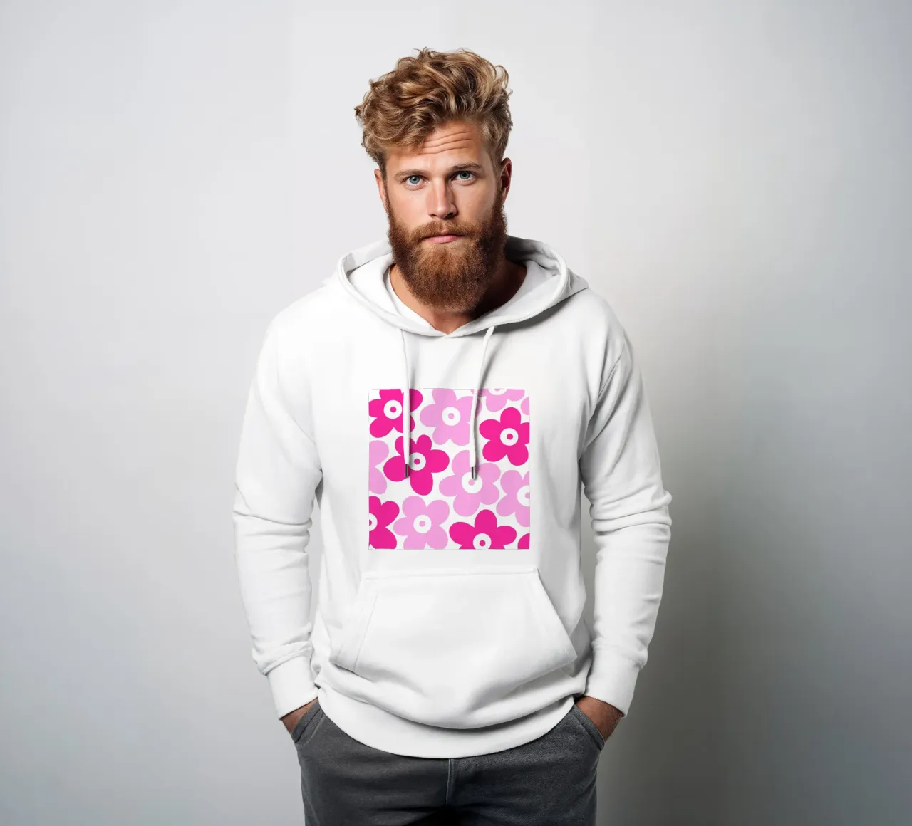 Minimalist Flower Power in Hot Pink & Baby Pink hoodie by Happy Littles