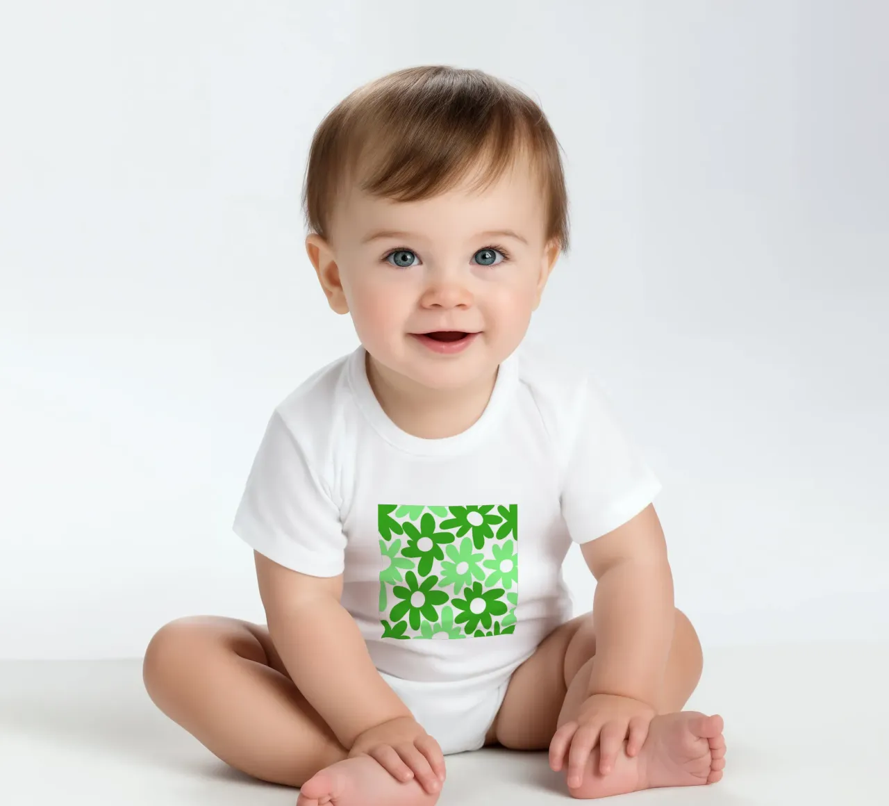 Flower Power minimaliste en vert clair et vert forêt body bébé de Happy Littles