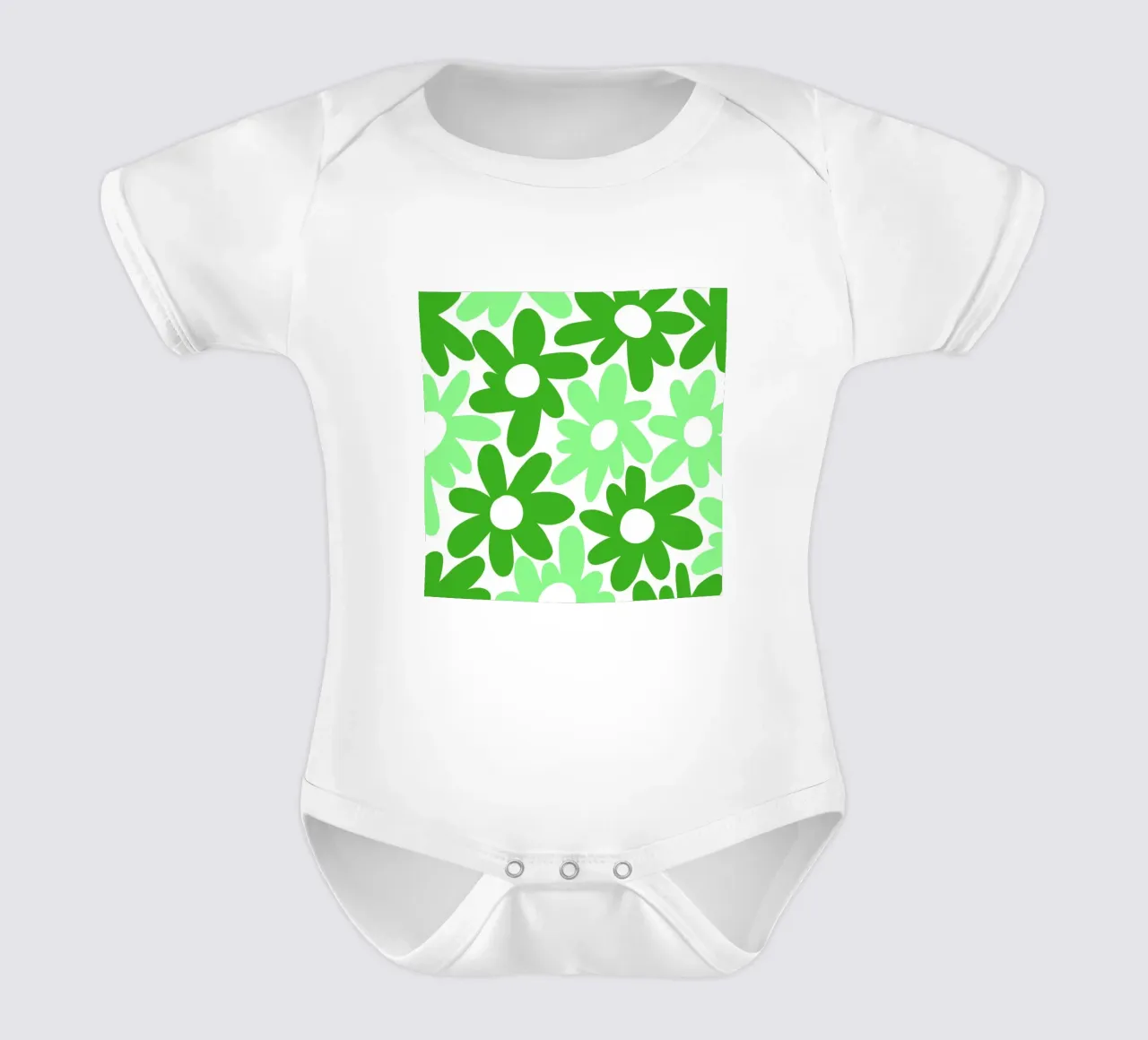 Flower Power minimaliste en vert clair et vert forêt body bébé de Happy Littles