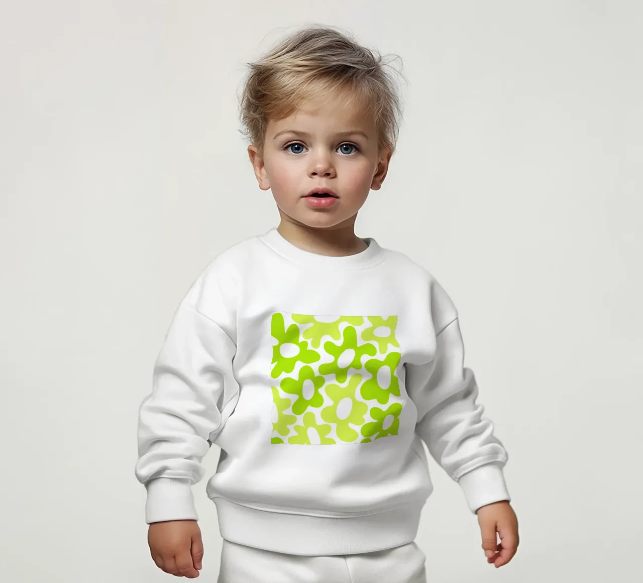 Potenza floreale minimalista in verde lime e limone felpa neonato da Happy Littles