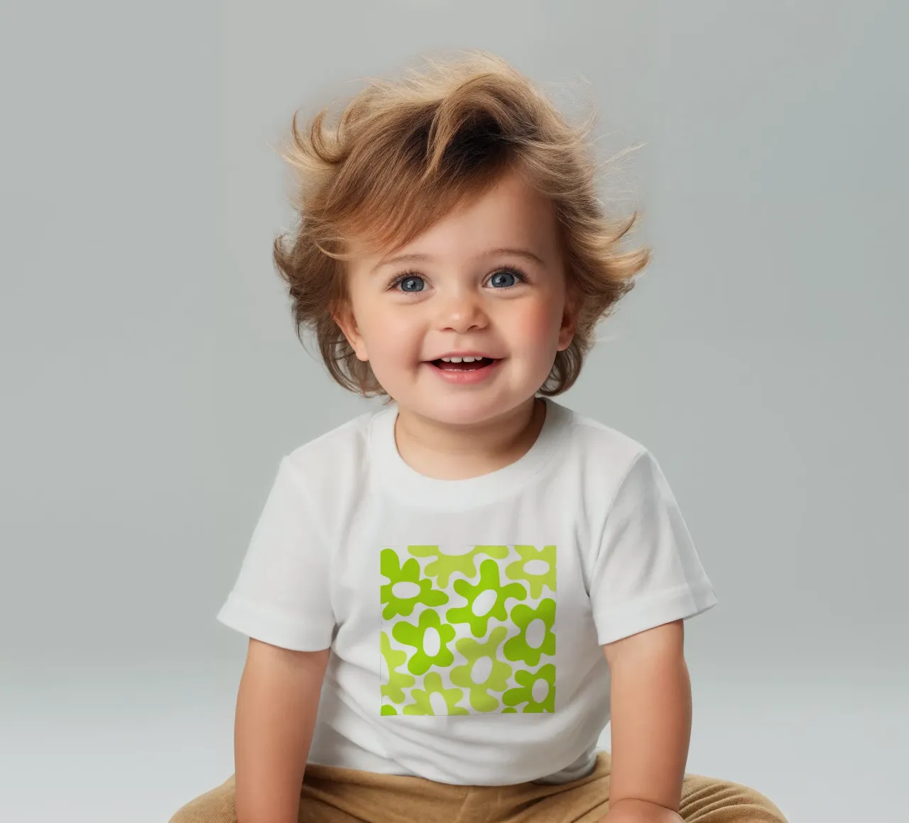 Potenza floreale minimalista in verde lime e limone maglietta neonato da Happy Littles