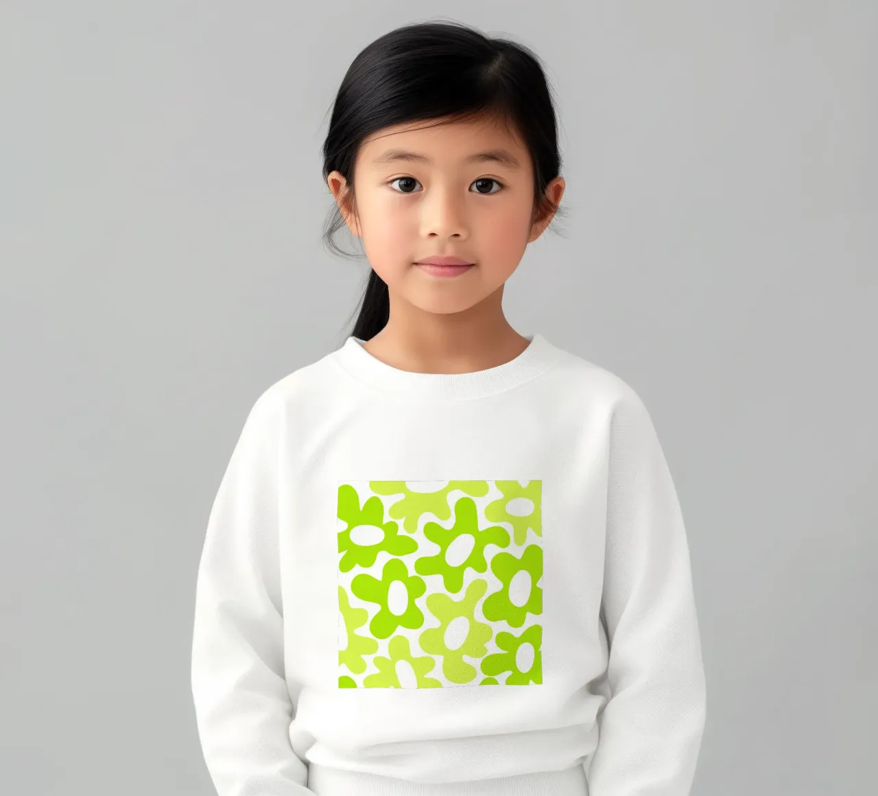 Potenza floreale minimalista in verde lime e limone felpa bambino da Happy Littles