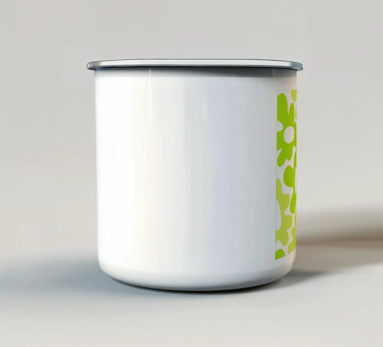 Potenza floreale minimalista in verde lime e limone tazza in smalto da Happy Littles