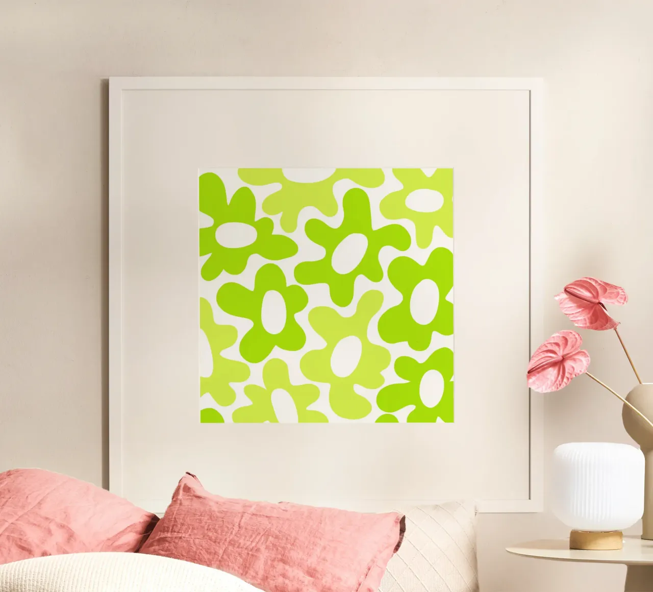 Flower Power minimaliste en vert citron et citron vert poster de Happy Littles
