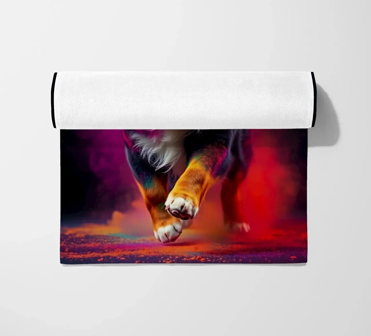 The colorful Bernese Mountain Dog #186 beach towel by Yumis.Beargang.and.Me