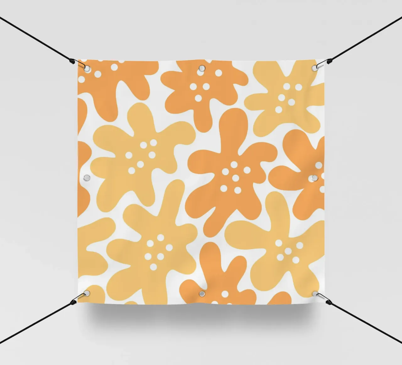 Flower Power minimalista in arancione e giallo telo in pvc da Happy Littles