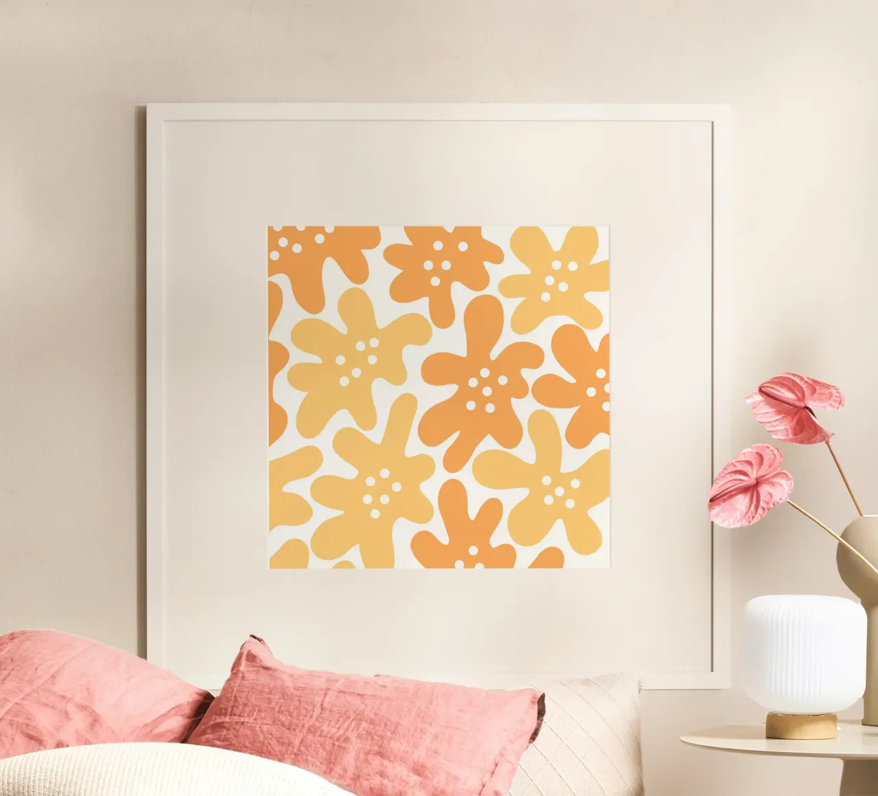 Flower Power minimalista in arancione e giallo carta hahnemühle da Happy Littles