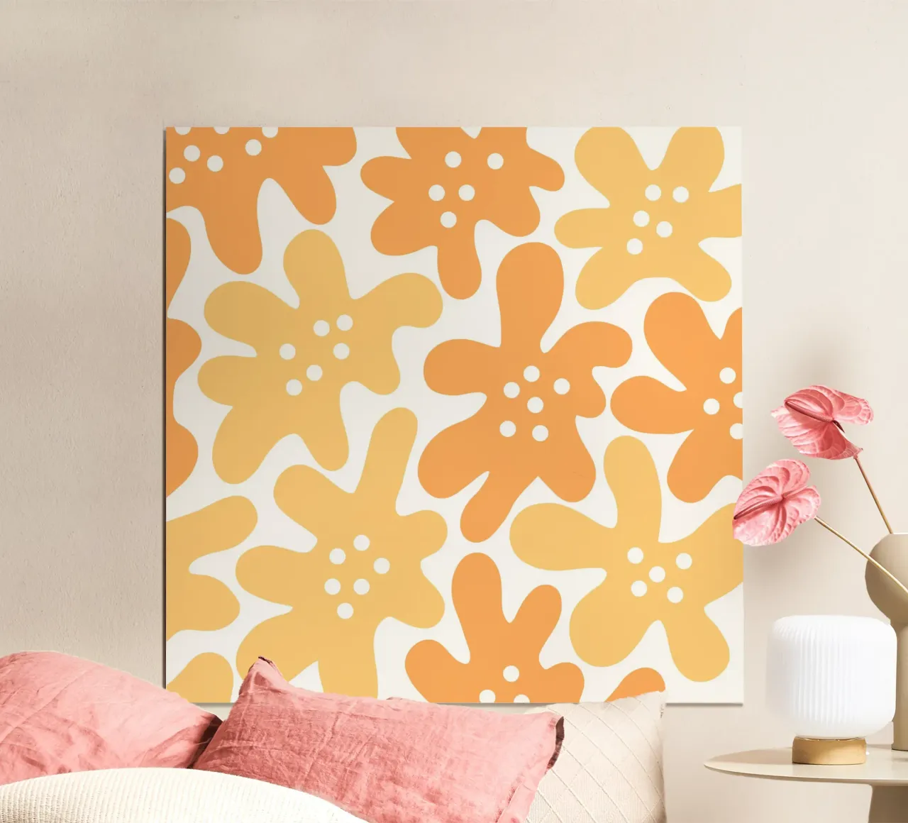 Flower Power minimalista in arancione e giallo carta hahnemühle da Happy Littles