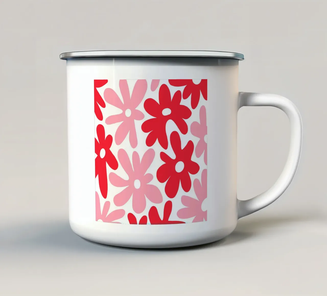 Potere floreale minimalista in rosso e blush tazza in smalto da Happy Littles