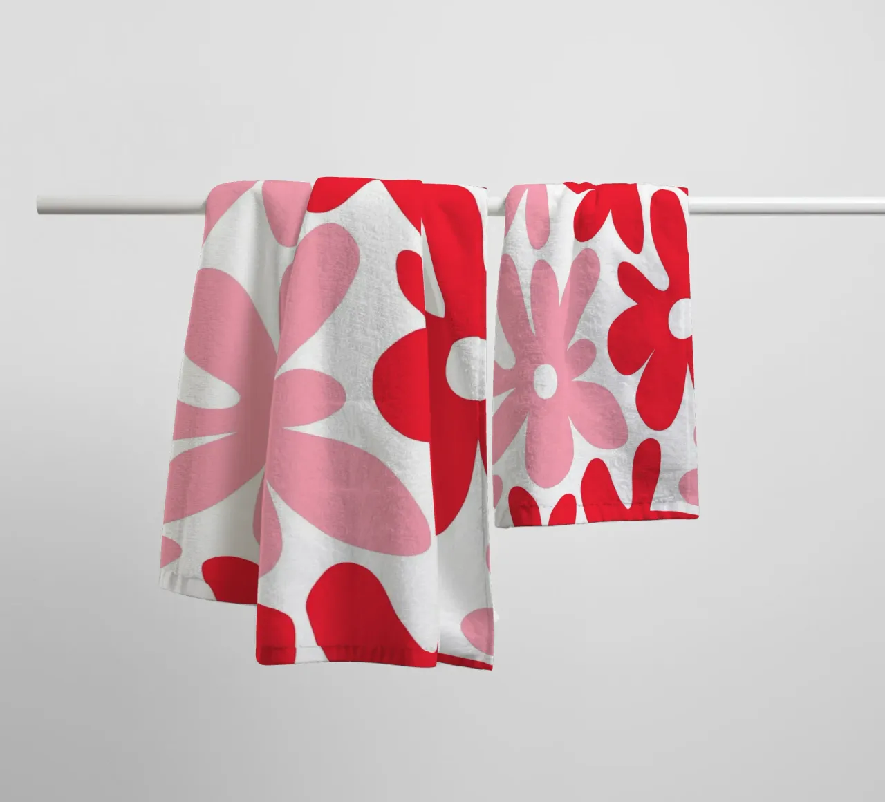 Minimalist Flower Power in Red & Blush towel by Happy Littles