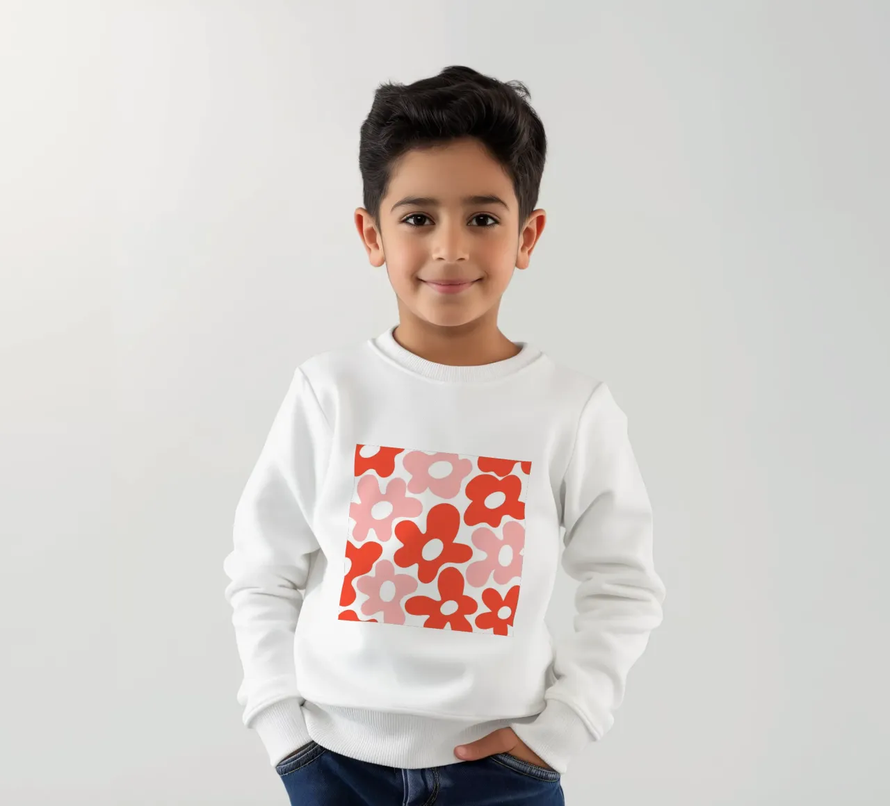 Minimalist Flower Power in Red & Pink kids sweatshirt by Happy Littles