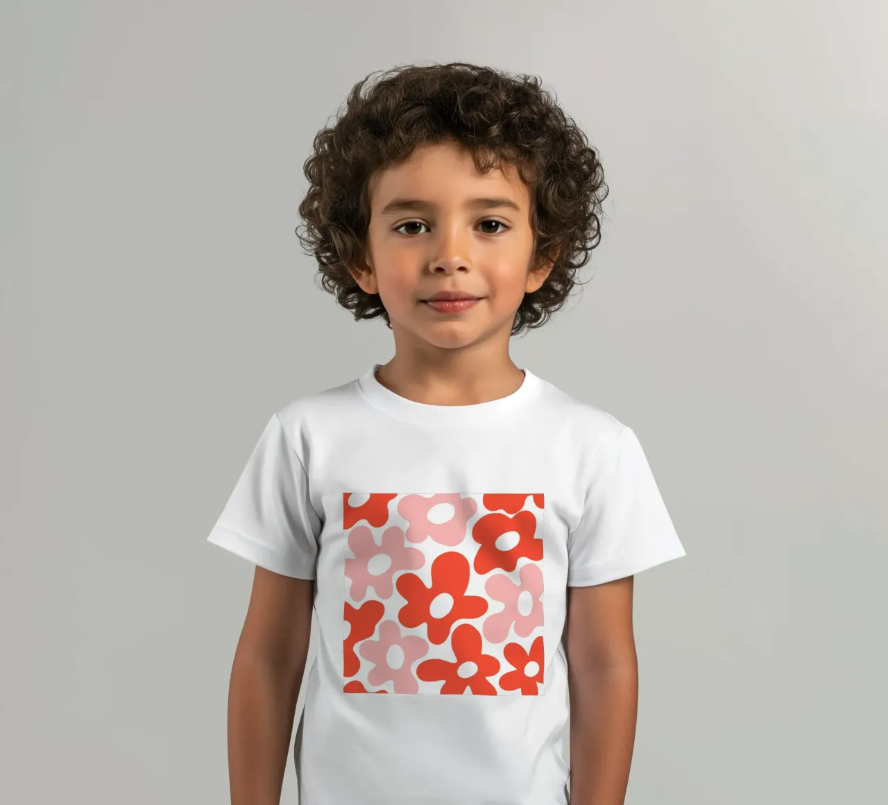 Minimalist Flower Power in Red & Pink kids t-shirt by Happy Littles