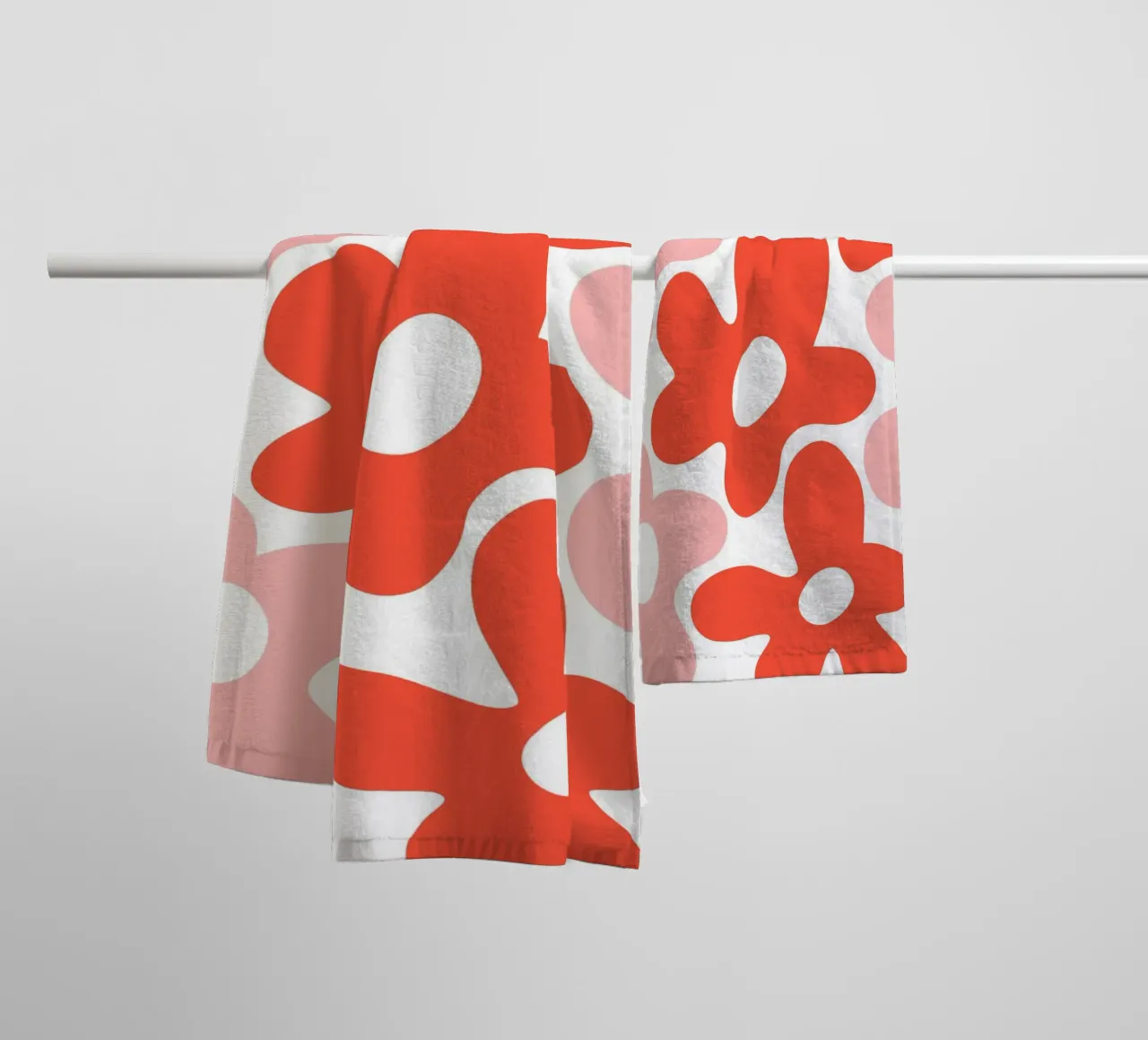 Minimalist Flower Power in Red & Pink towel by Happy Littles