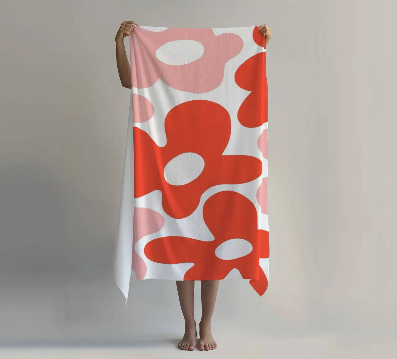 Flower Power minimalista in rosso e rosa telo mare da Happy Littles