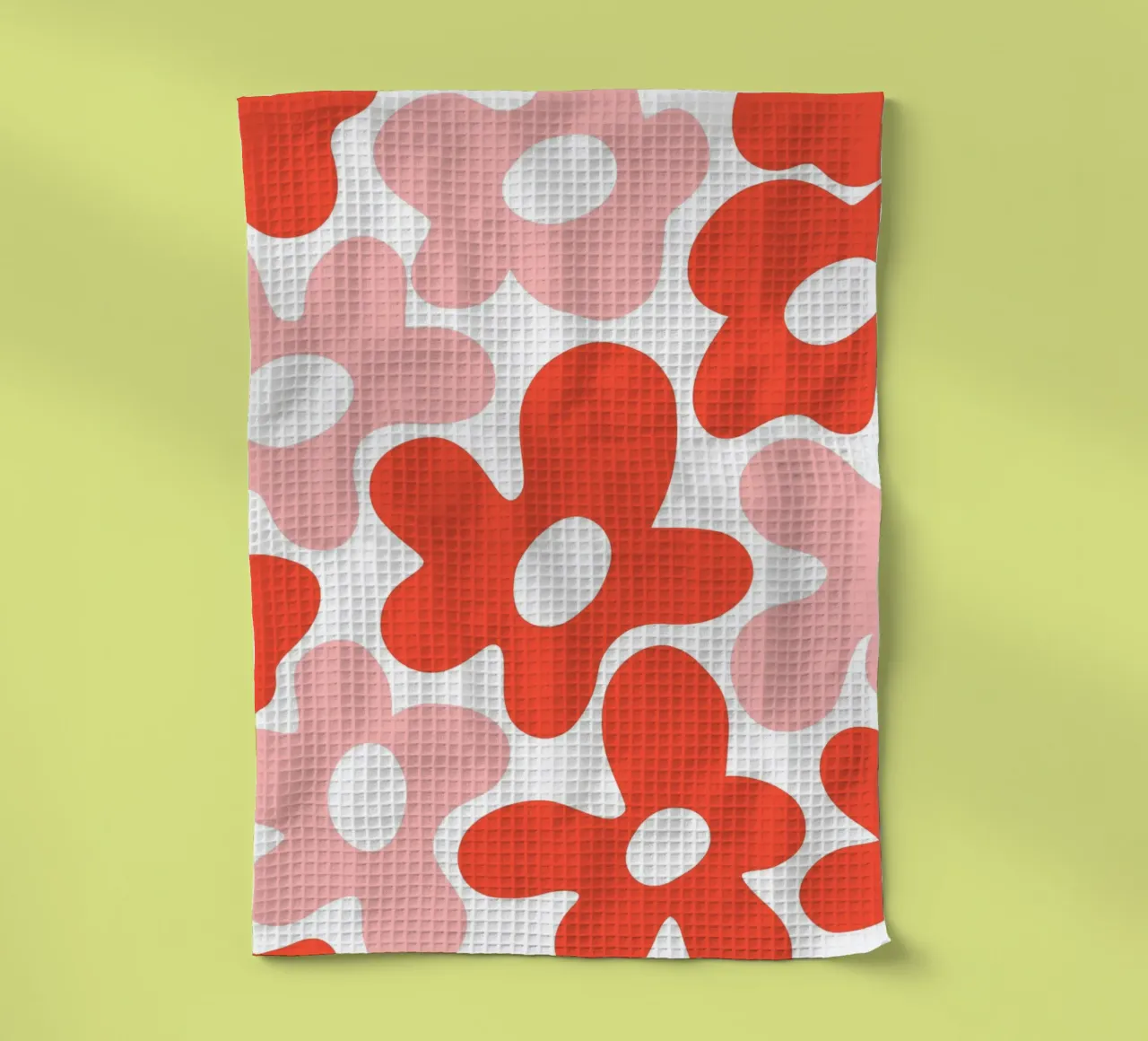 Minimalist Flower Power in Red & Pink tea towel by Happy Littles