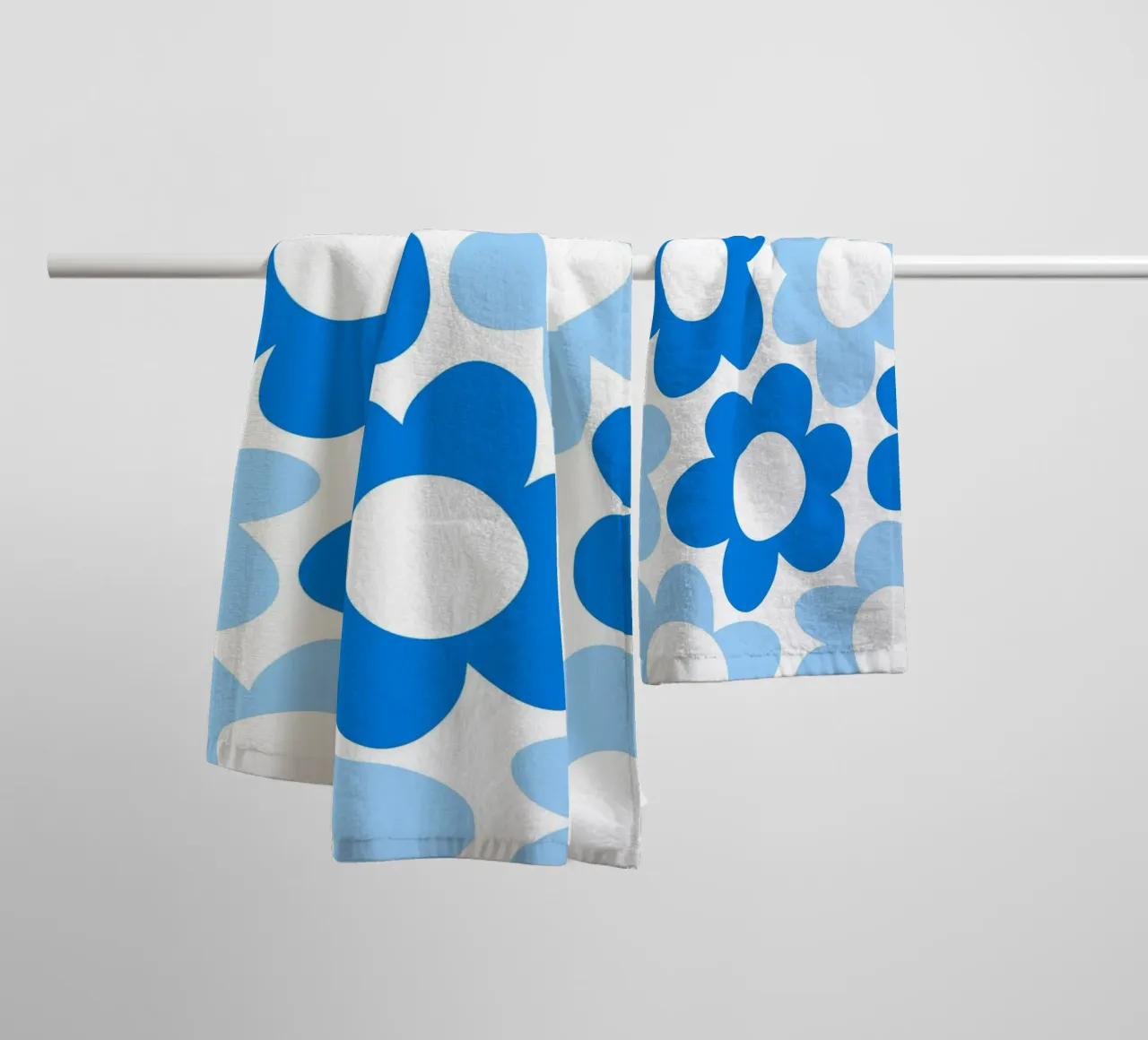Minimalist Flower Power in Sky & Cobalt Blue towel by Happy Littles