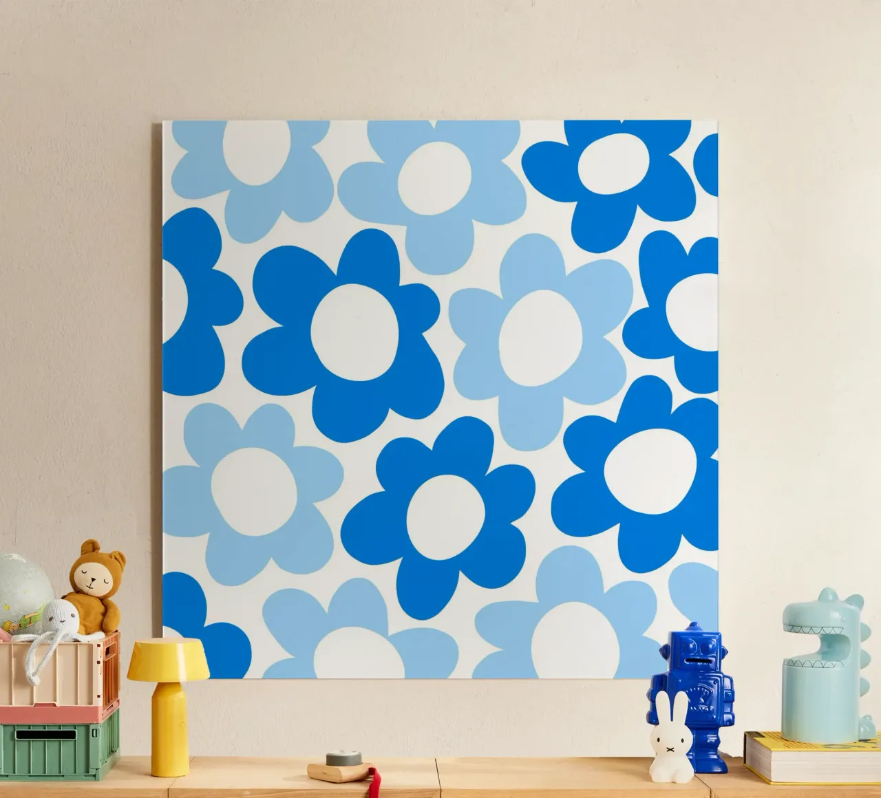 Minimalist Flower Power in Sky & Cobalt Blue acrylic glass by Happy Littles