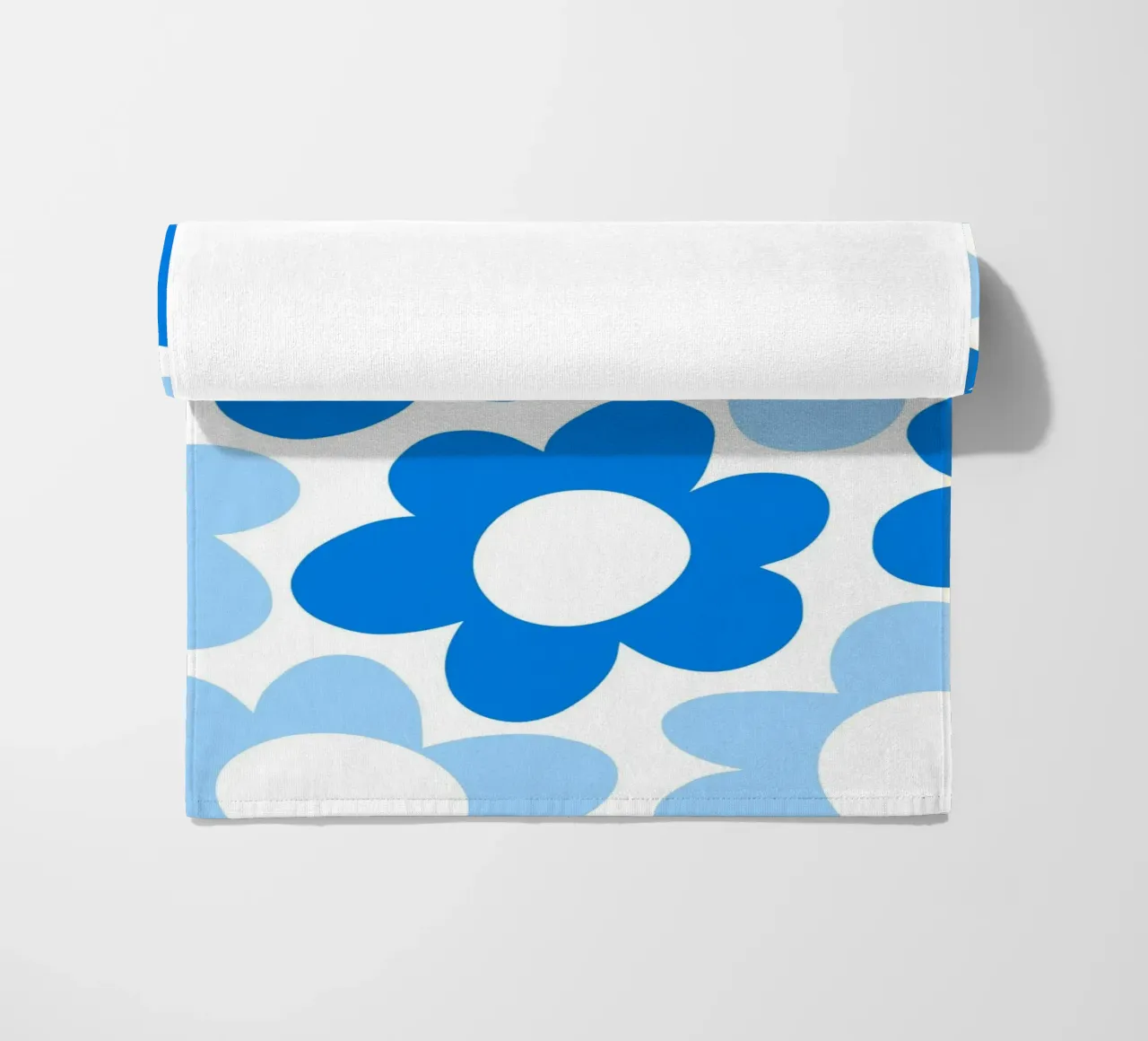 Minimalist Flower Power in Sky & Cobalt Blue beach towel by Happy Littles