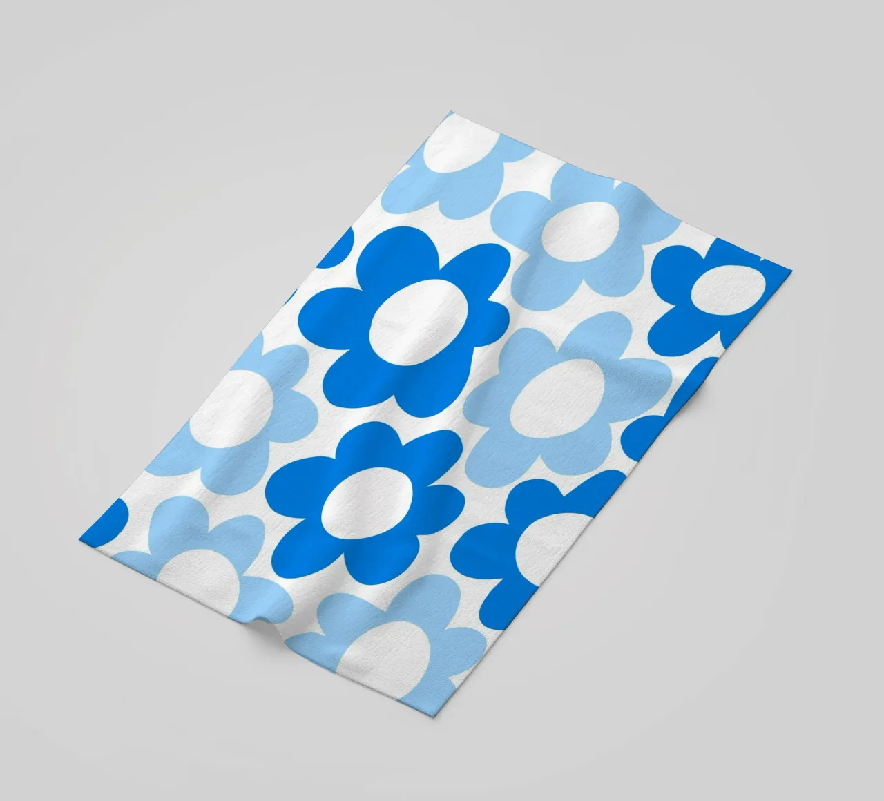 Minimalist Flower Power in Sky & Cobalt Blue beach towel by Happy Littles