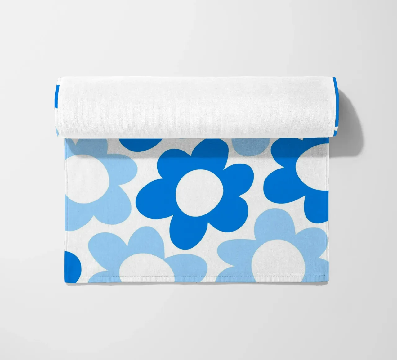 Minimalist Flower Power in Sky & Cobalt Blue beach towel by Happy Littles