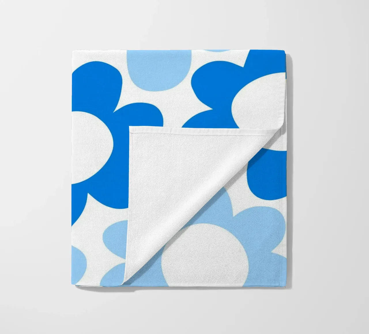 Minimalist Flower Power in Sky & Cobalt Blue beach towel by Happy Littles