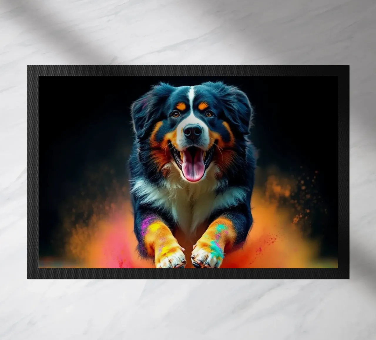 The colorful Bernese Mountain Dog #187 doormat by Yumis.Beargang.and.Me