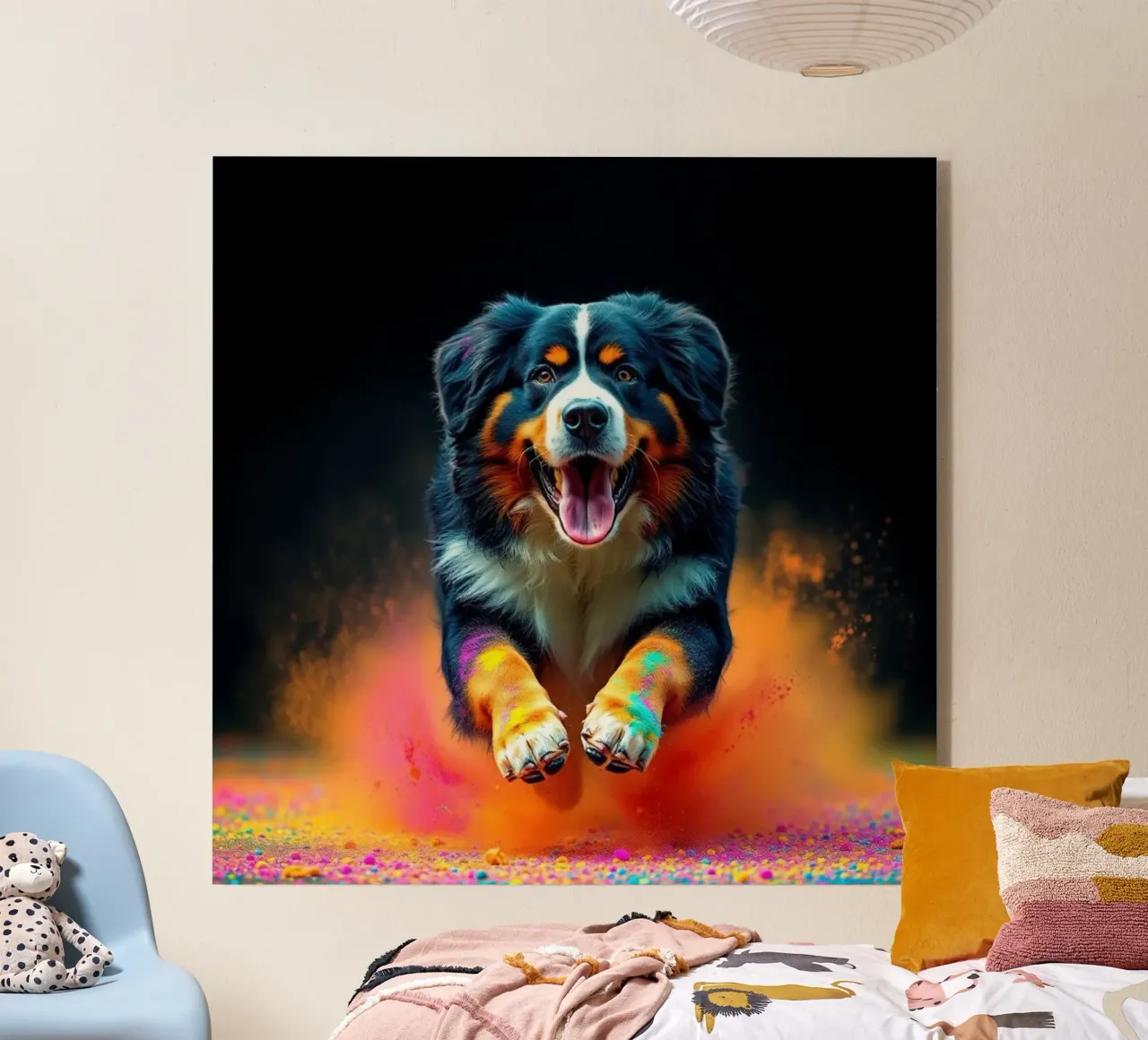 The colorful Bernese Mountain Dog #187 acrylic glass by Yumis.Beargang.and.Me