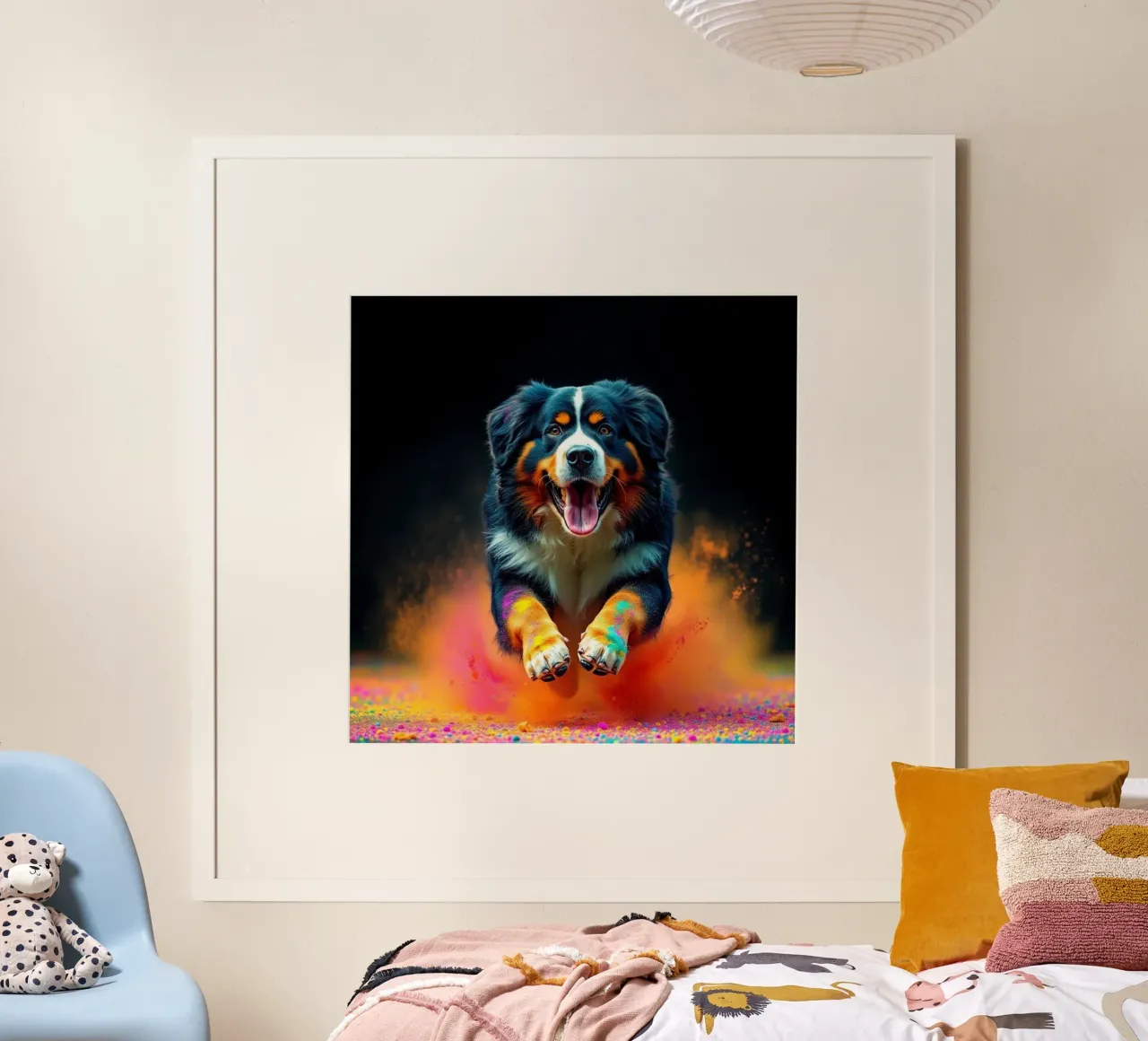 The colorful Bernese Mountain Dog #187 poster by Yumis.Beargang.and.Me
