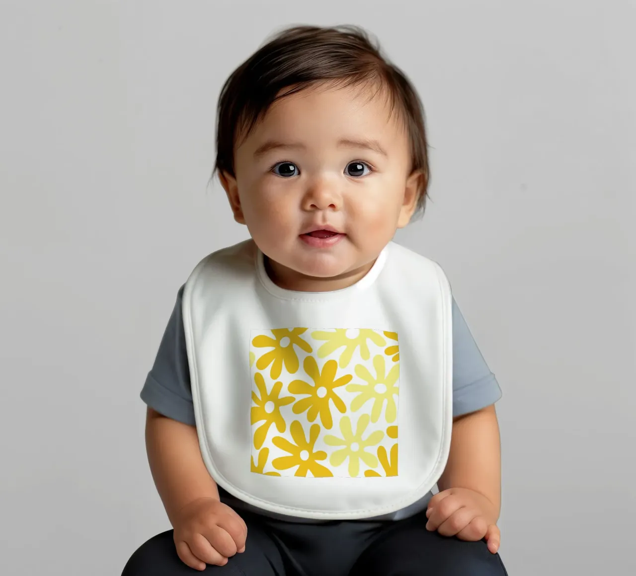 Minimalist Flower Power in Yellow & Buttercream baby bib by Happy Littles
