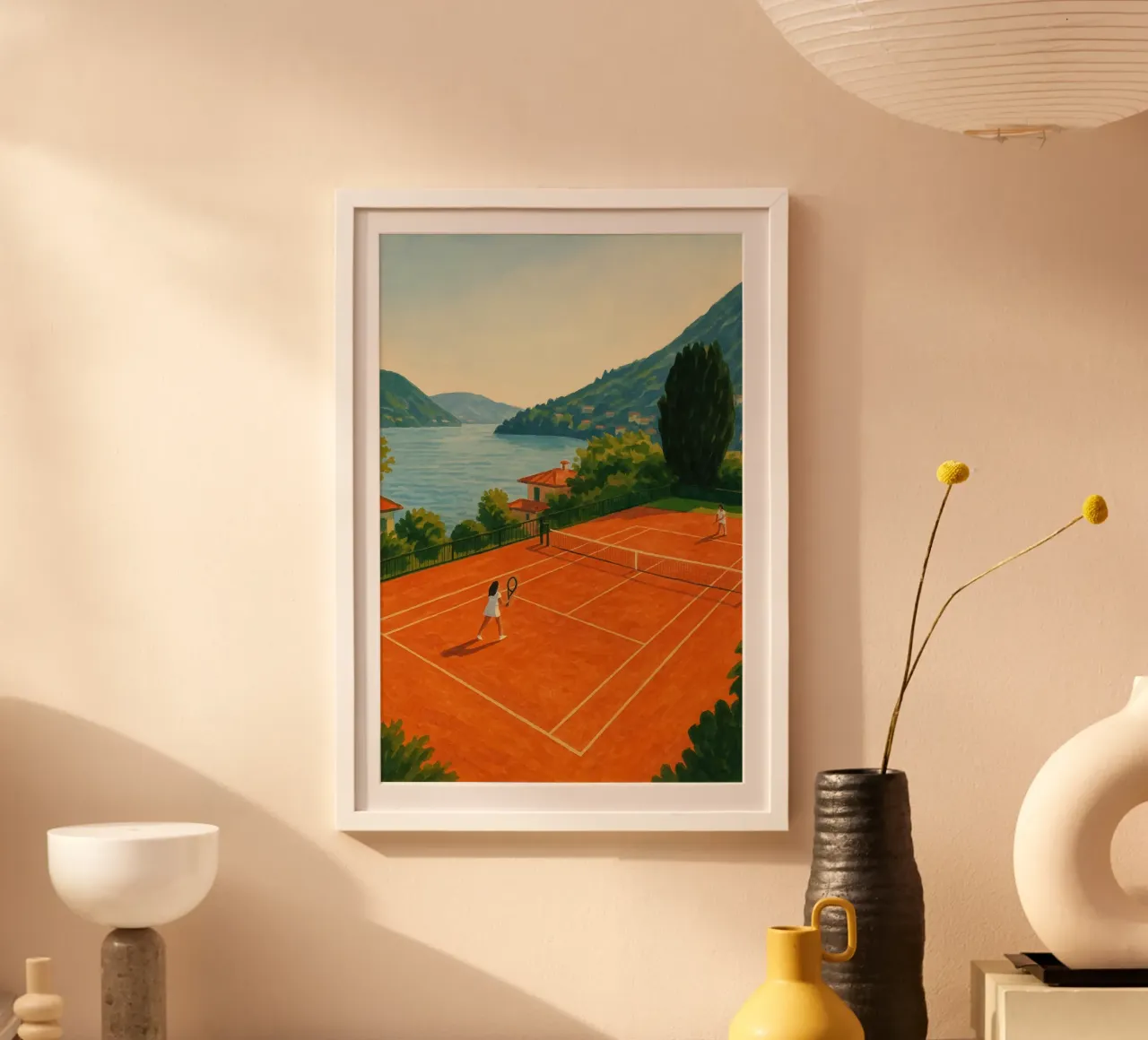 Lakeview Clay Tennis Court poster with aluminum frame by Aquarevo