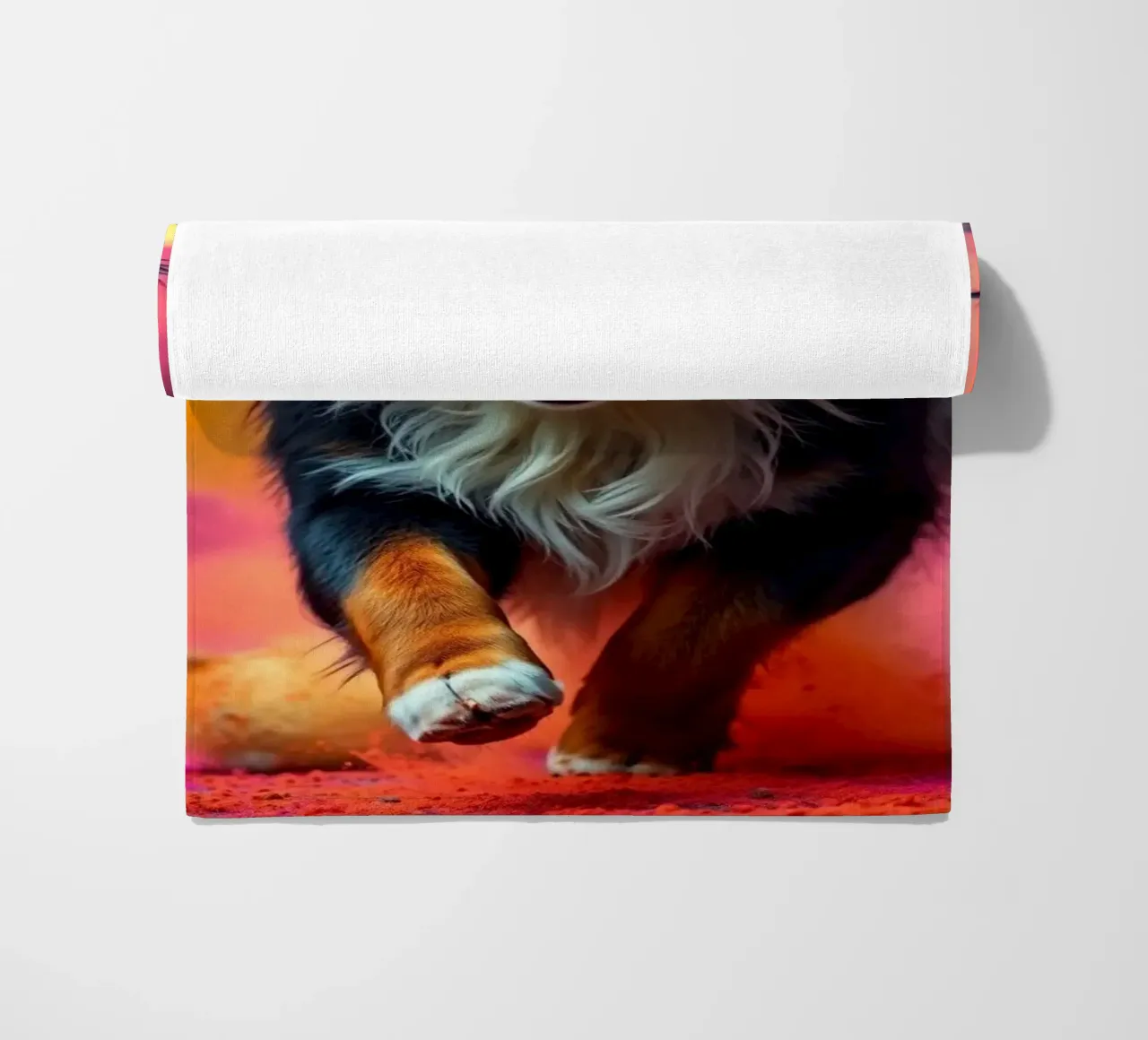 The colorful Bernese Mountain Dog #189 beach towel by Yumis.Beargang.and.Me