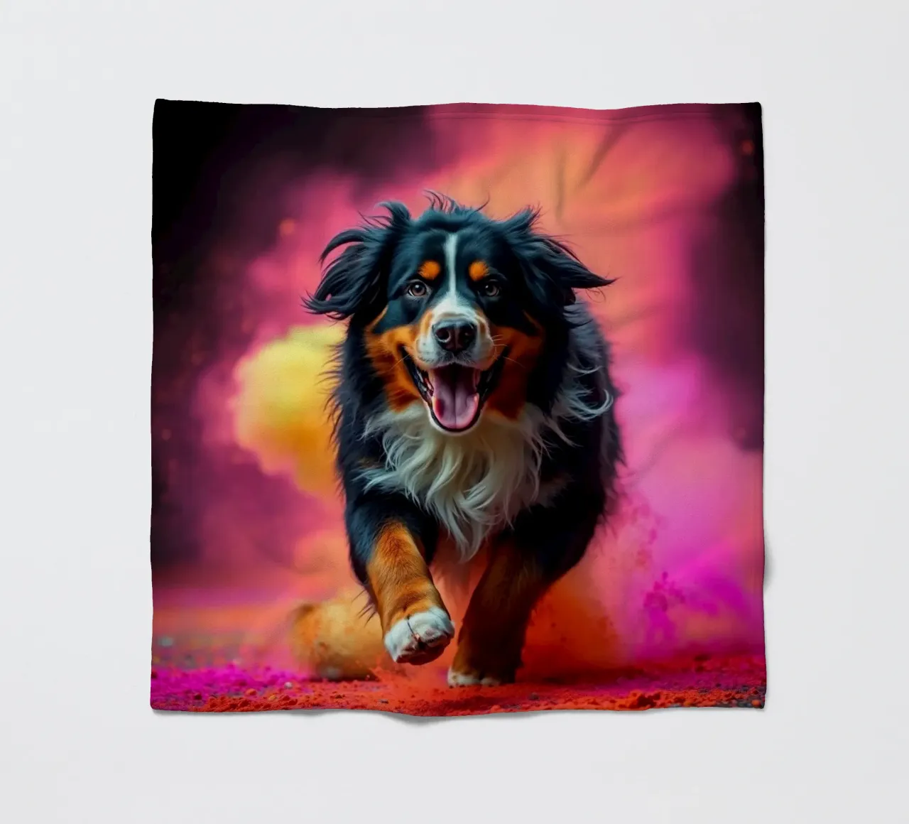 The colorful Bernese Mountain Dog #189 fleece blanket by Yumis.Beargang.and.Me