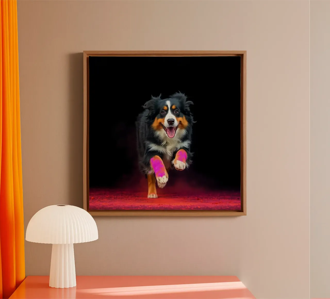 The colorful Bernese Mountain Dog #193 canvas with Floater frame by Yumis.Beargang.and.Me