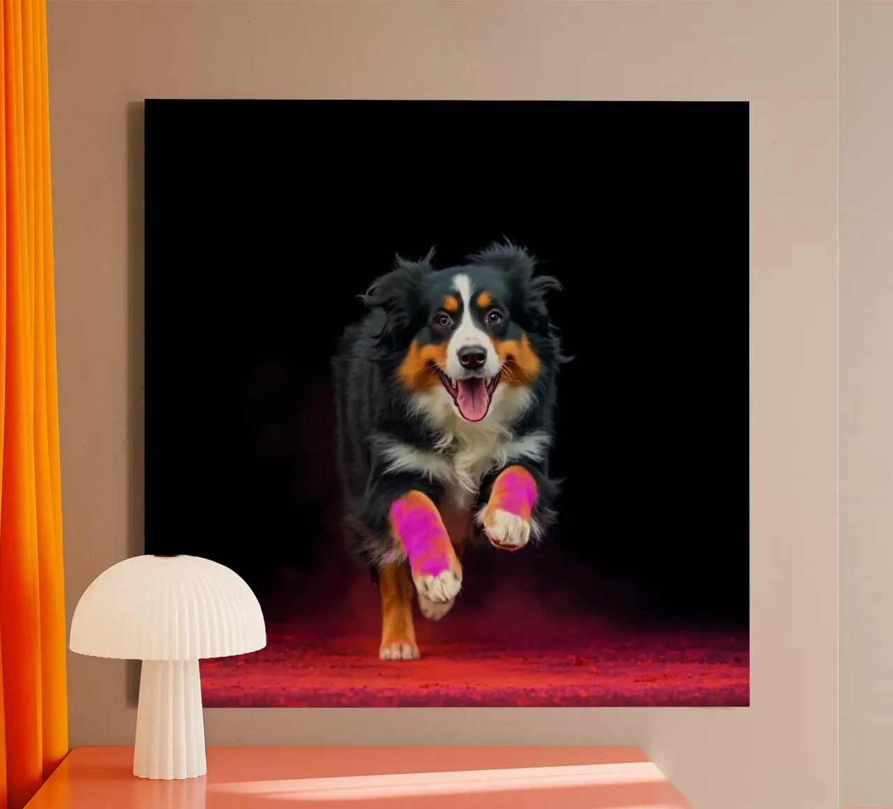 The colorful Bernese Mountain Dog #193 canvas with Floater frame by Yumis.Beargang.and.Me