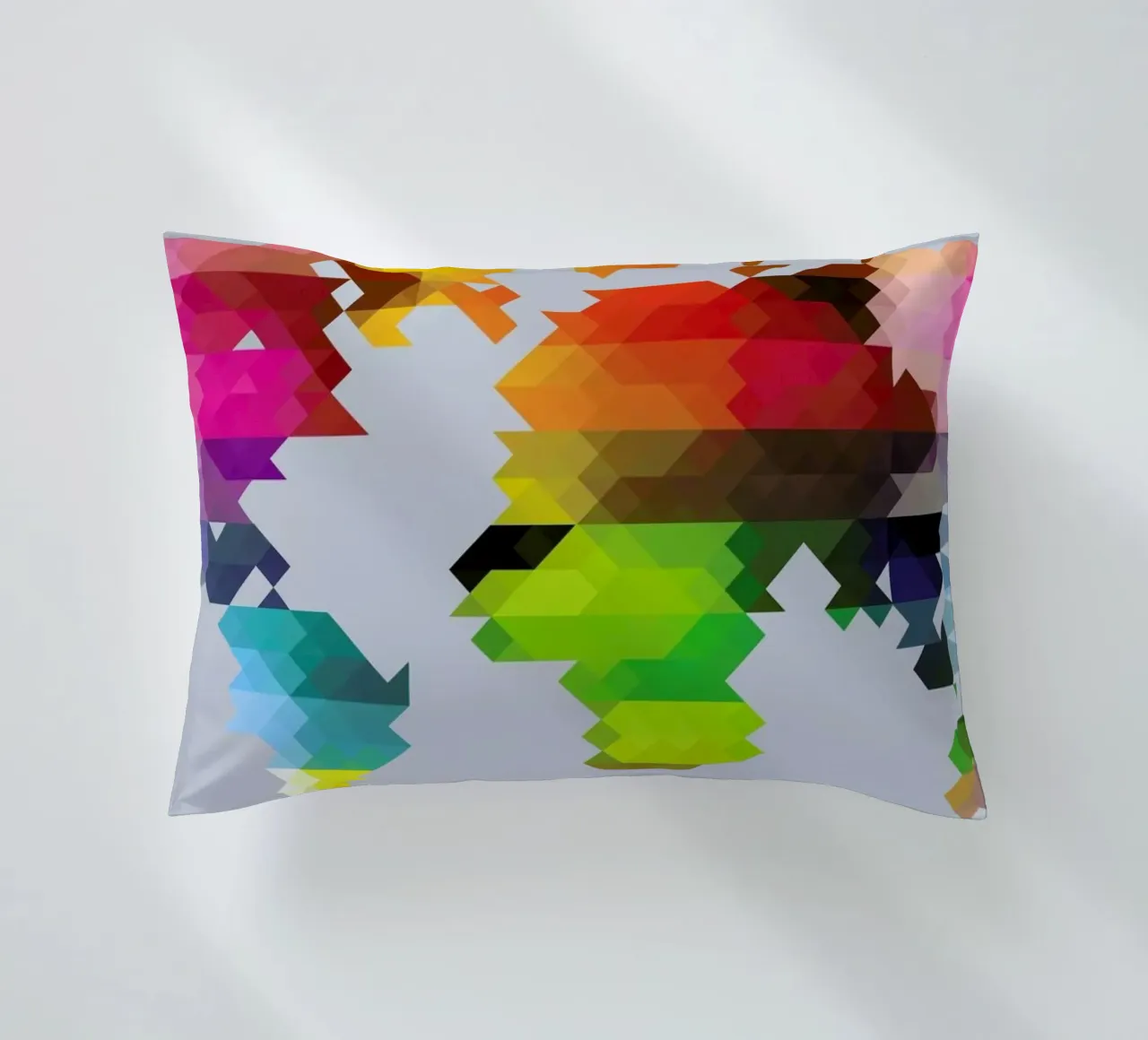 Geo World Map decorative cushion by Three Of The Possessed