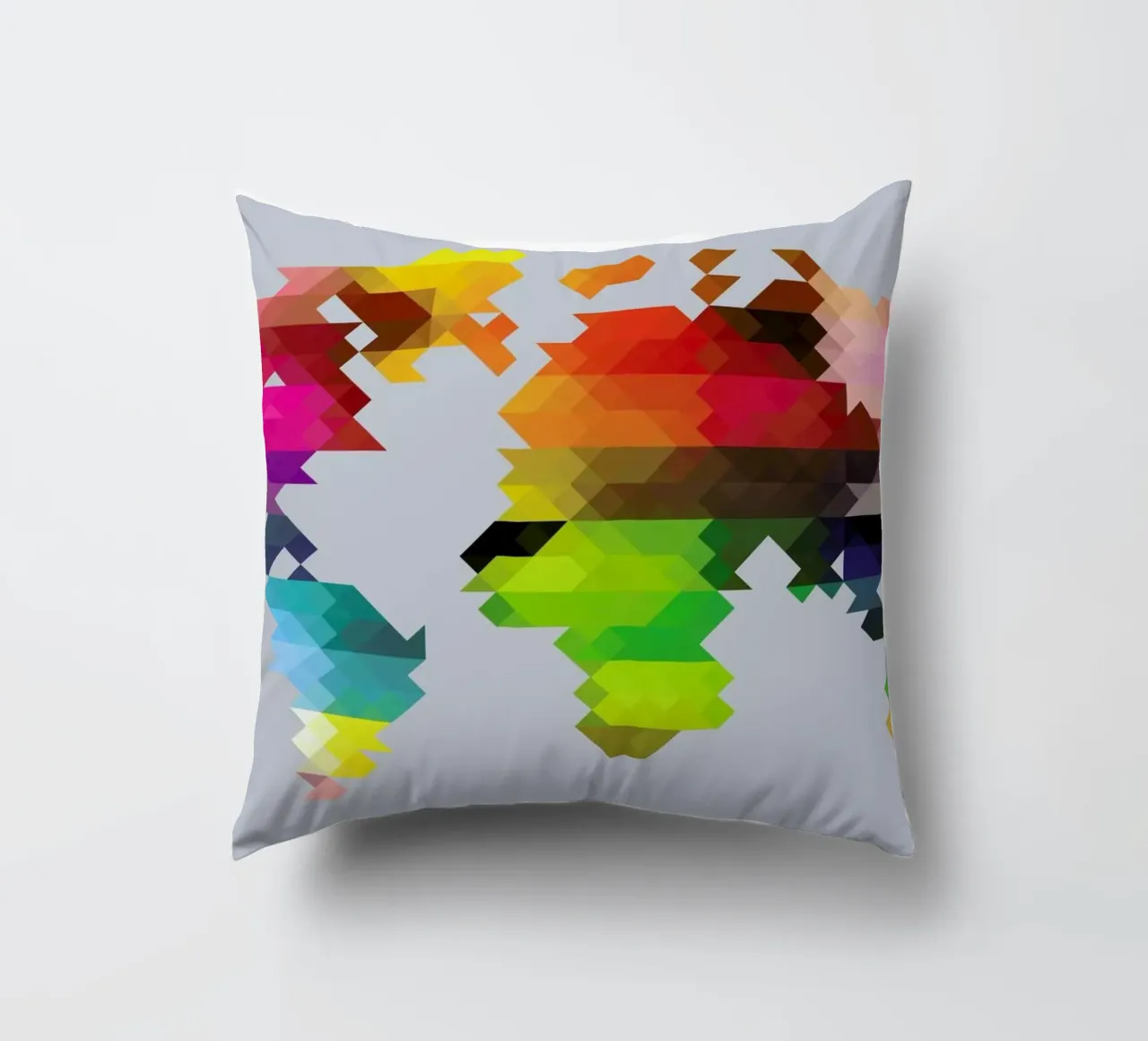 Geo World Map decorative cushion by Three Of The Possessed