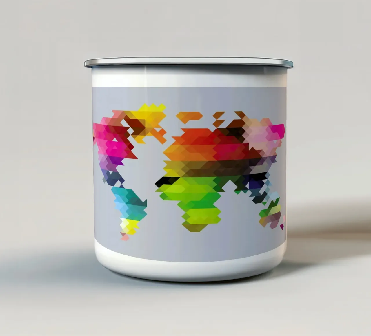 Geo World Map Emaille Tasse von Three Of The Possessed
