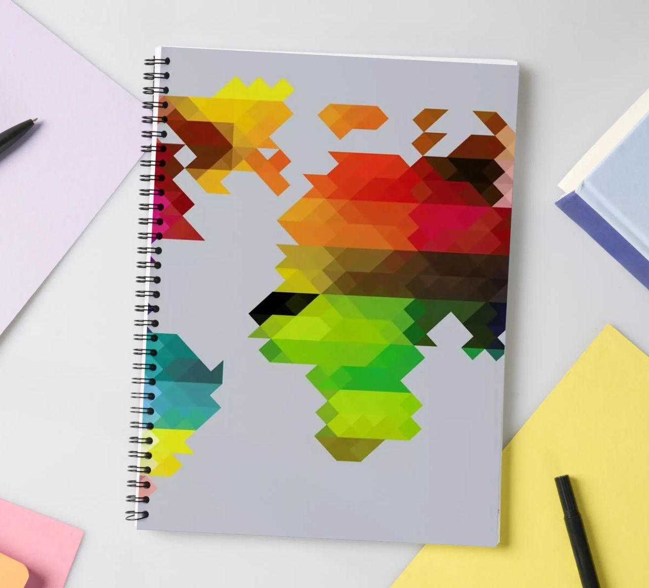 Geo World Map spiral notebook by Three Of The Possessed