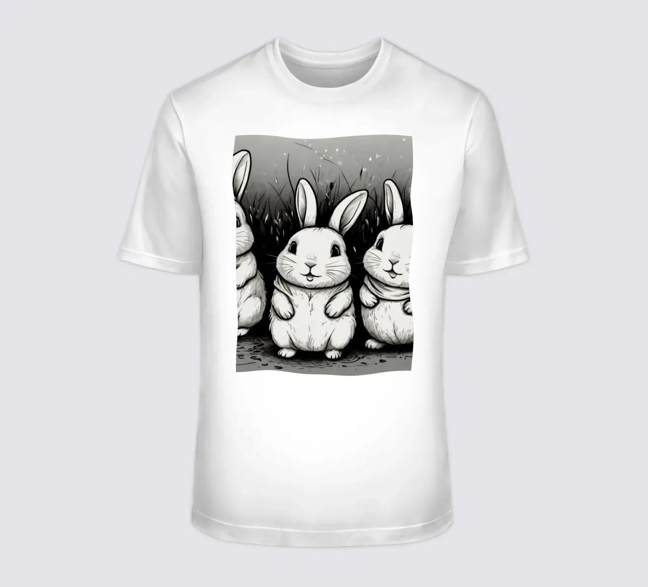 Cinco adorables conejos se sientan juntos en una zona de hierba camiseta de DesignDoodle