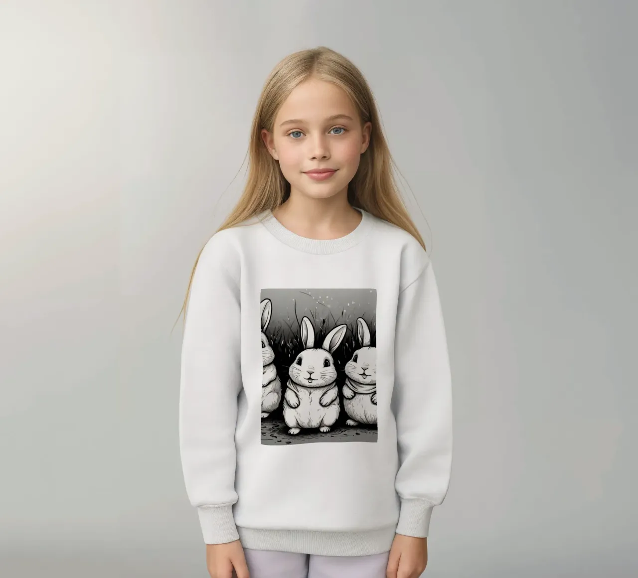 Cinco adorables conejos se sientan juntos en una zona de hierba sudadera para niño de DesignDoodle