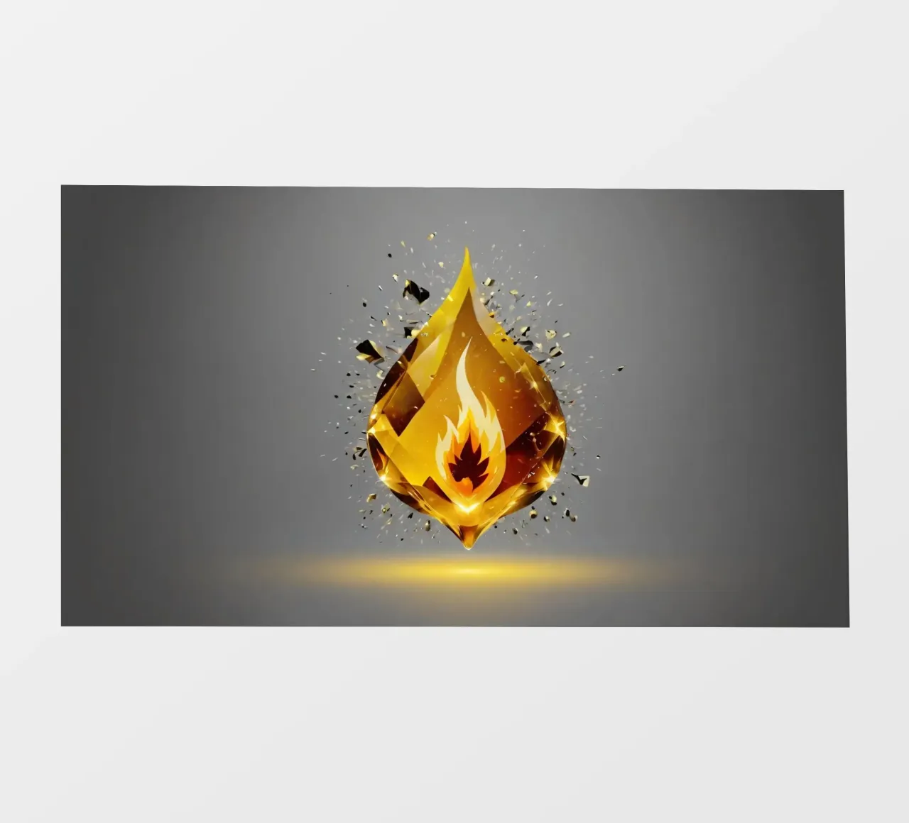 Grafica a fiamma dorata stilizzata con emblema di fuoco e shatter telo in pvc da DesignDoodle