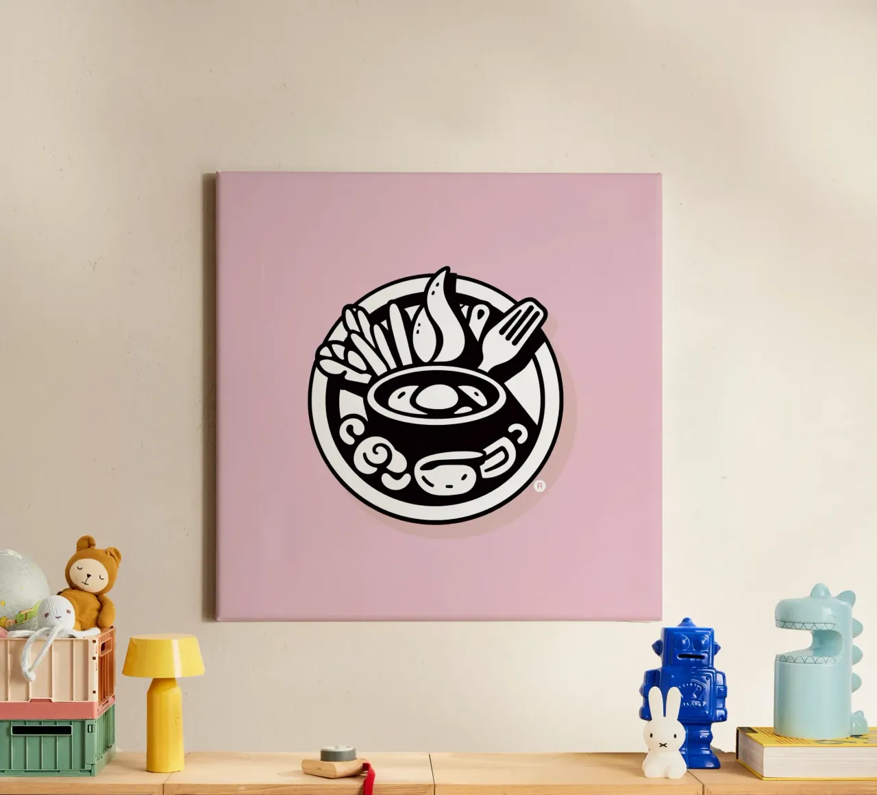 A vibrant bowl of mixed ingredients with fresh vegetables canvas with Floater frame by DesignDoodle