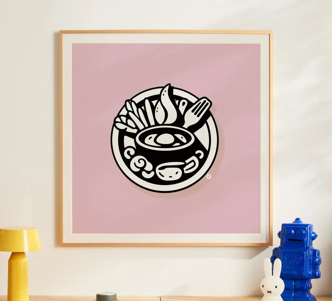 Una vivace ciotola di ingredienti misti con verdure fresche poster con telaio in plastica da DesignDoodle