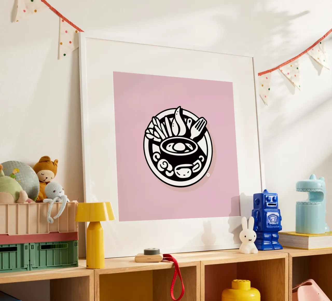 Una vivace ciotola di ingredienti misti con verdure fresche poster con telaio in plastica da DesignDoodle