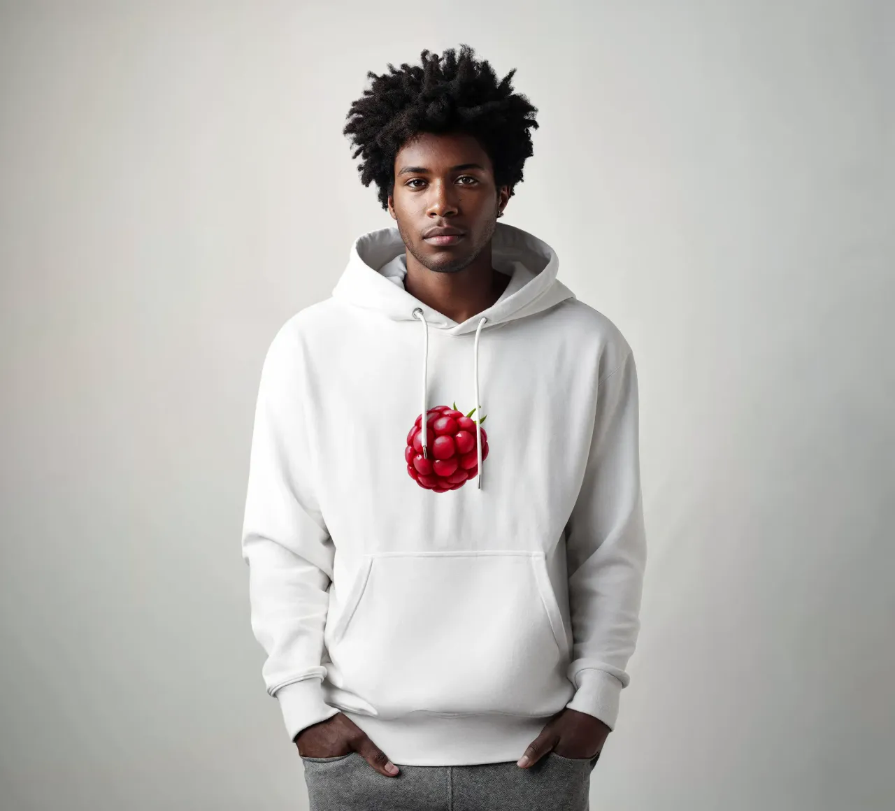 Lampone fresco su sfondo rosa felpa con cappuccio da DesignDoodle