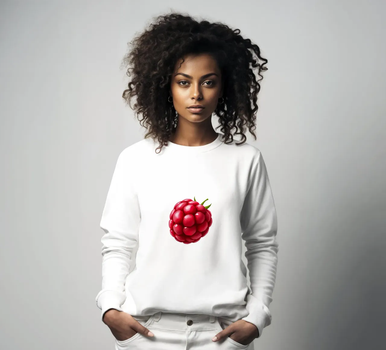 Frische Himbeere auf rosa Hintergrund Sweatshirt von DesignDoodle