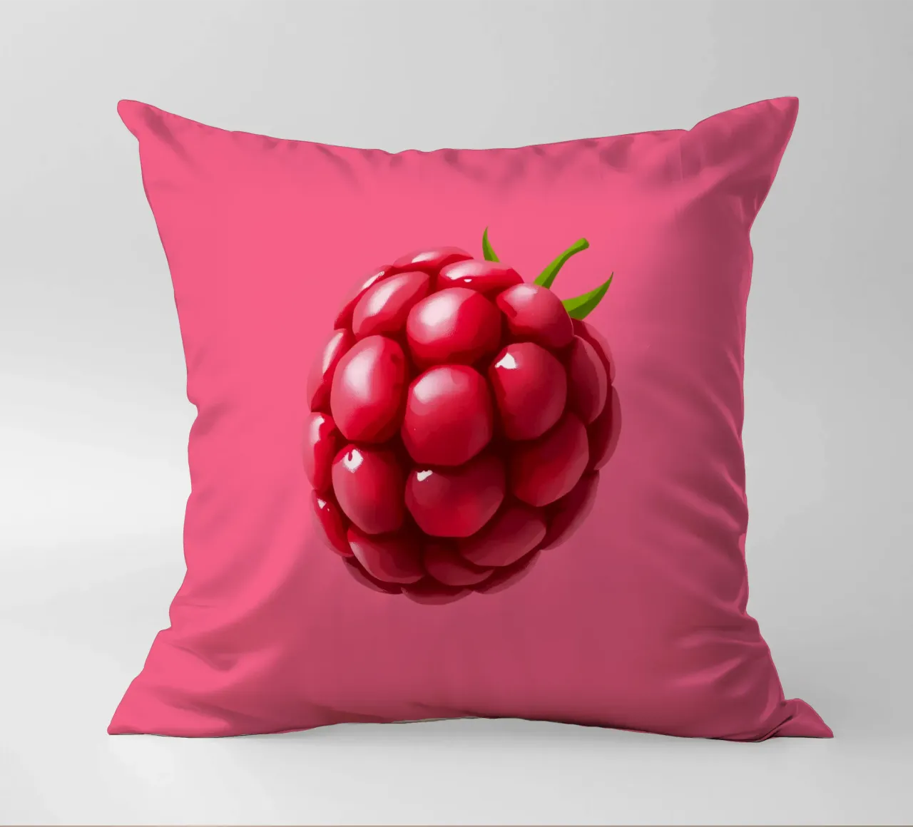 Lampone fresco su sfondo rosa cuscino da DesignDoodle