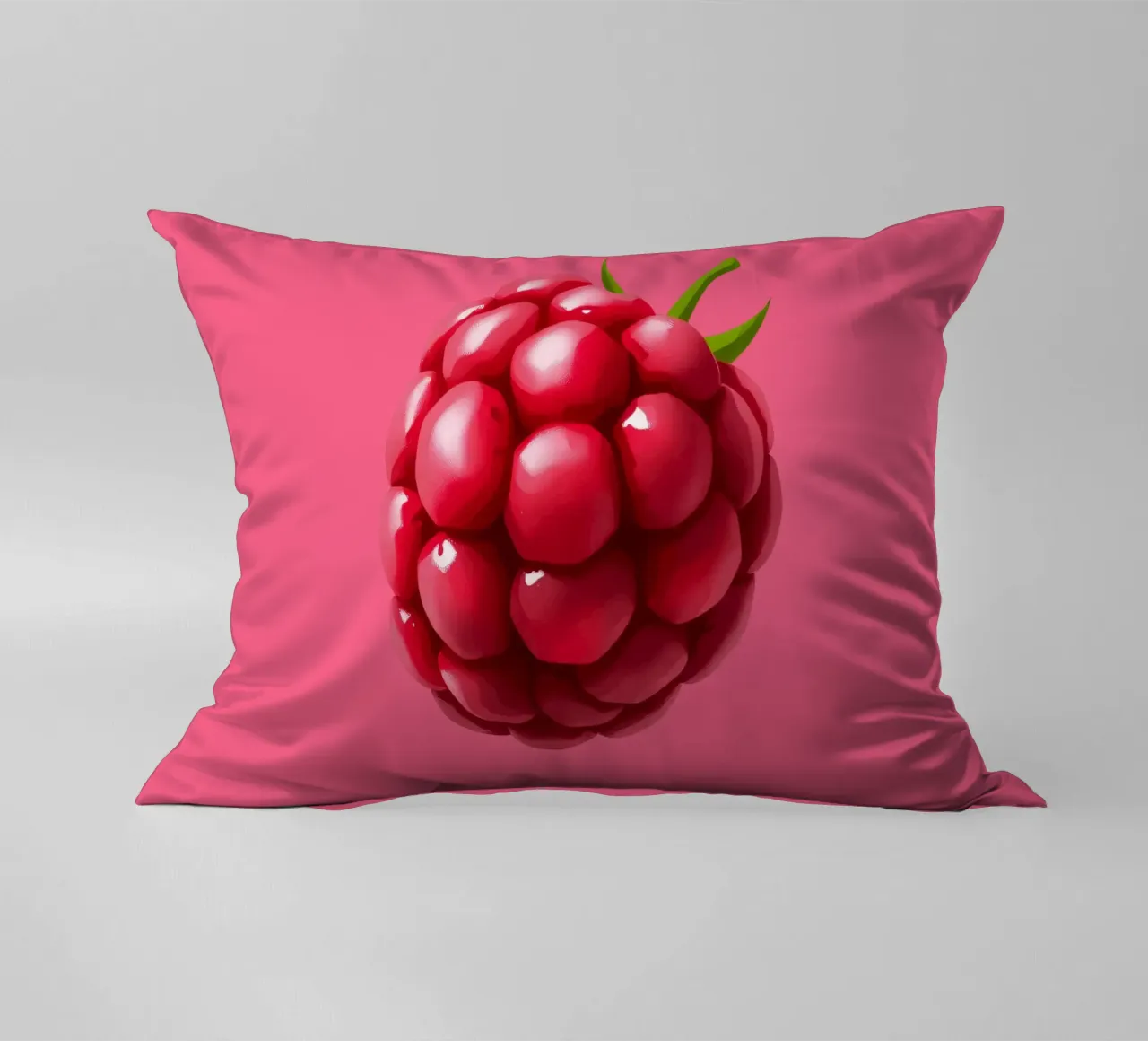 Lampone fresco su sfondo rosa cuscino da DesignDoodle